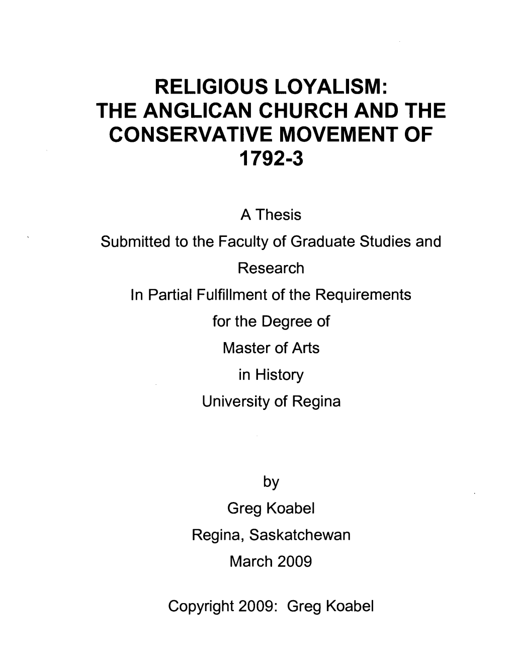 The Anglican Church and the Conservative Movement of 1792-3