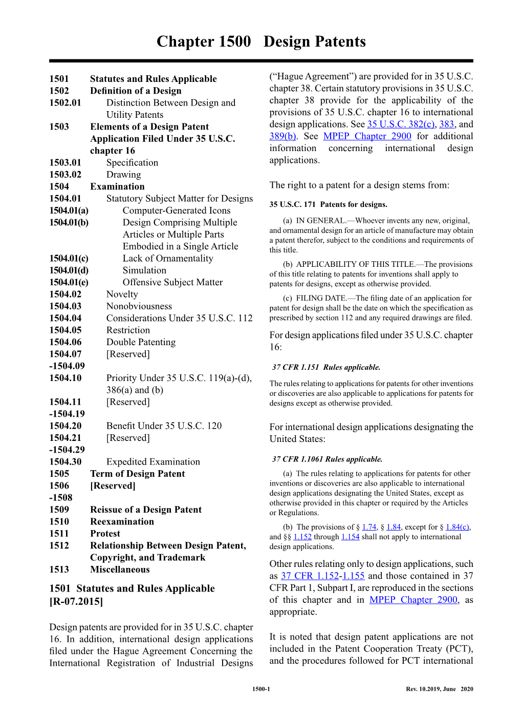 MPEP Chapter 2900 for Additional Chapter 16 Information Concerning International Design 1503.01 Speci®Cation Applications