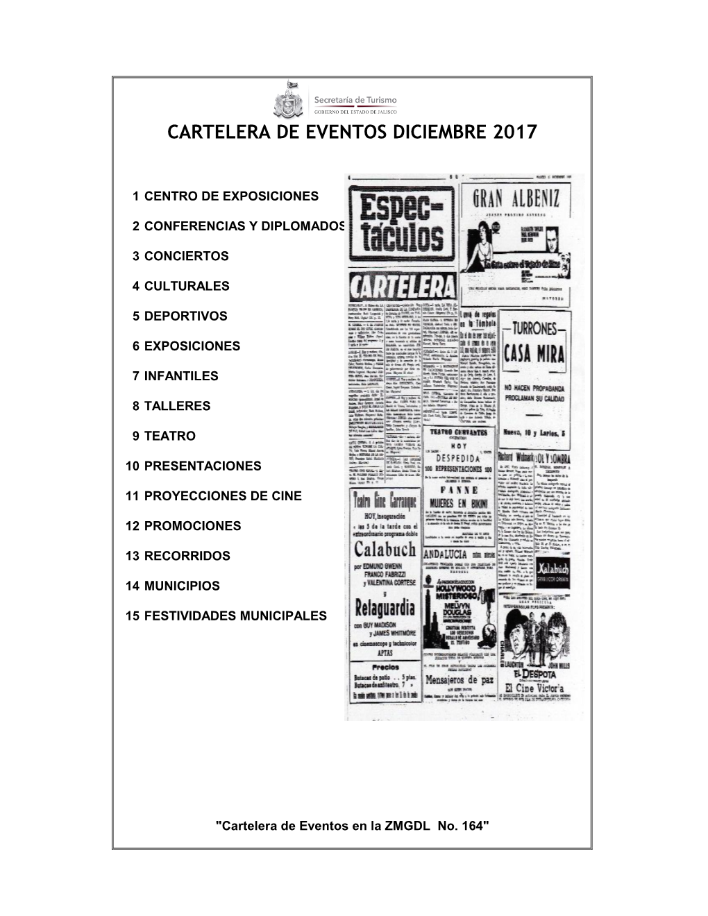 Cartelera De Eventos Diciembre 2017