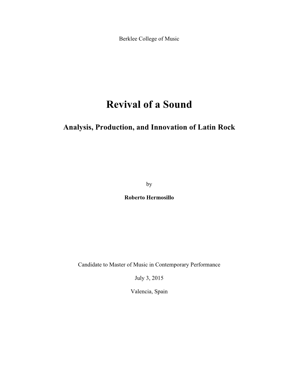 Revival of a Sound