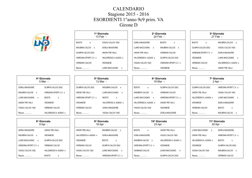 Esordienti 2004 Gir D