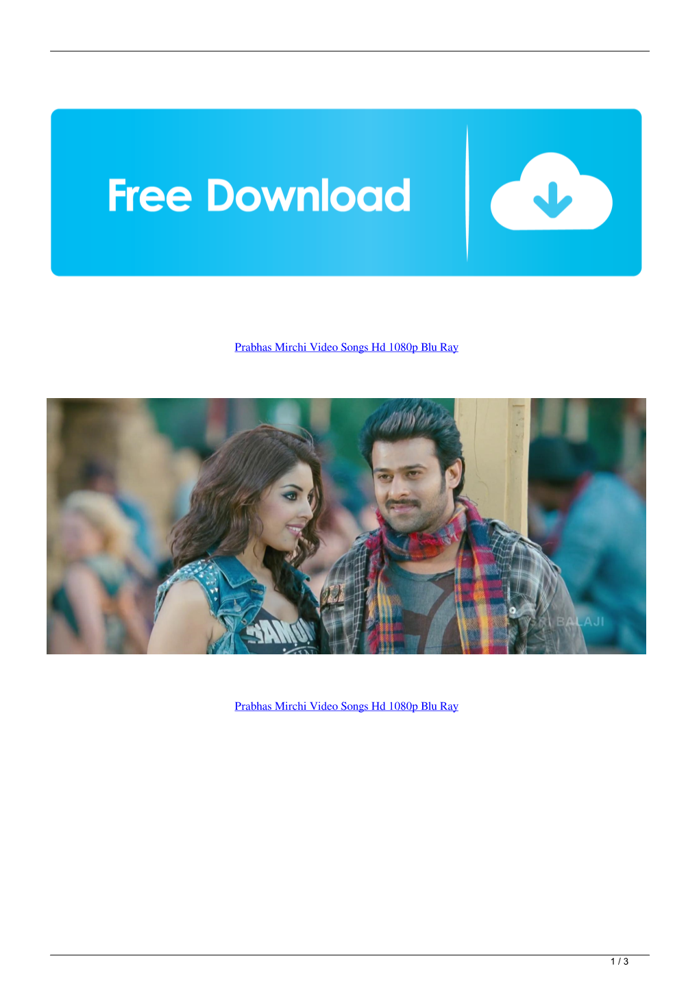 Prabhas Mirchi Video Songs Hd 1080P Blu Ray