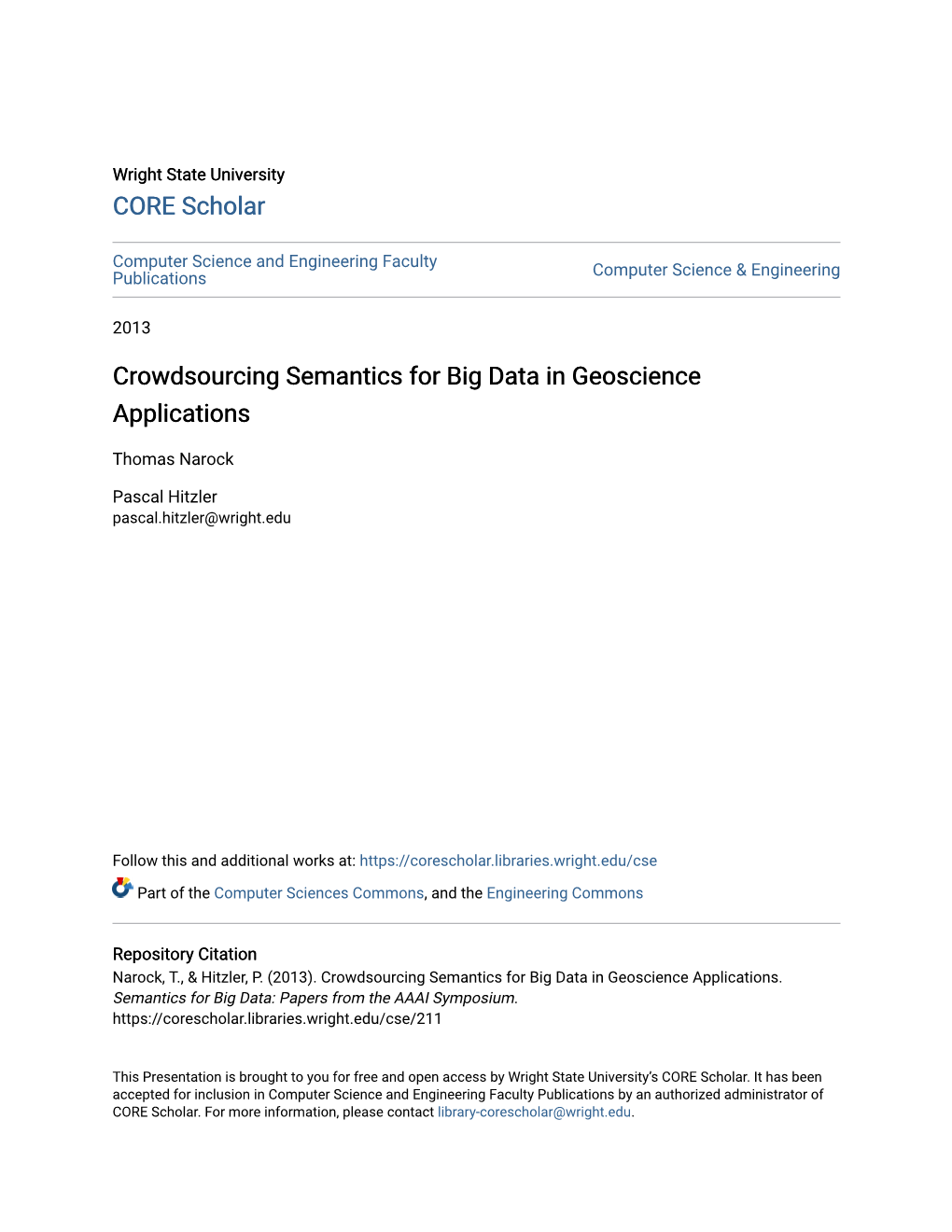 Crowdsourcing Semantics for Big Data in Geoscience Applications