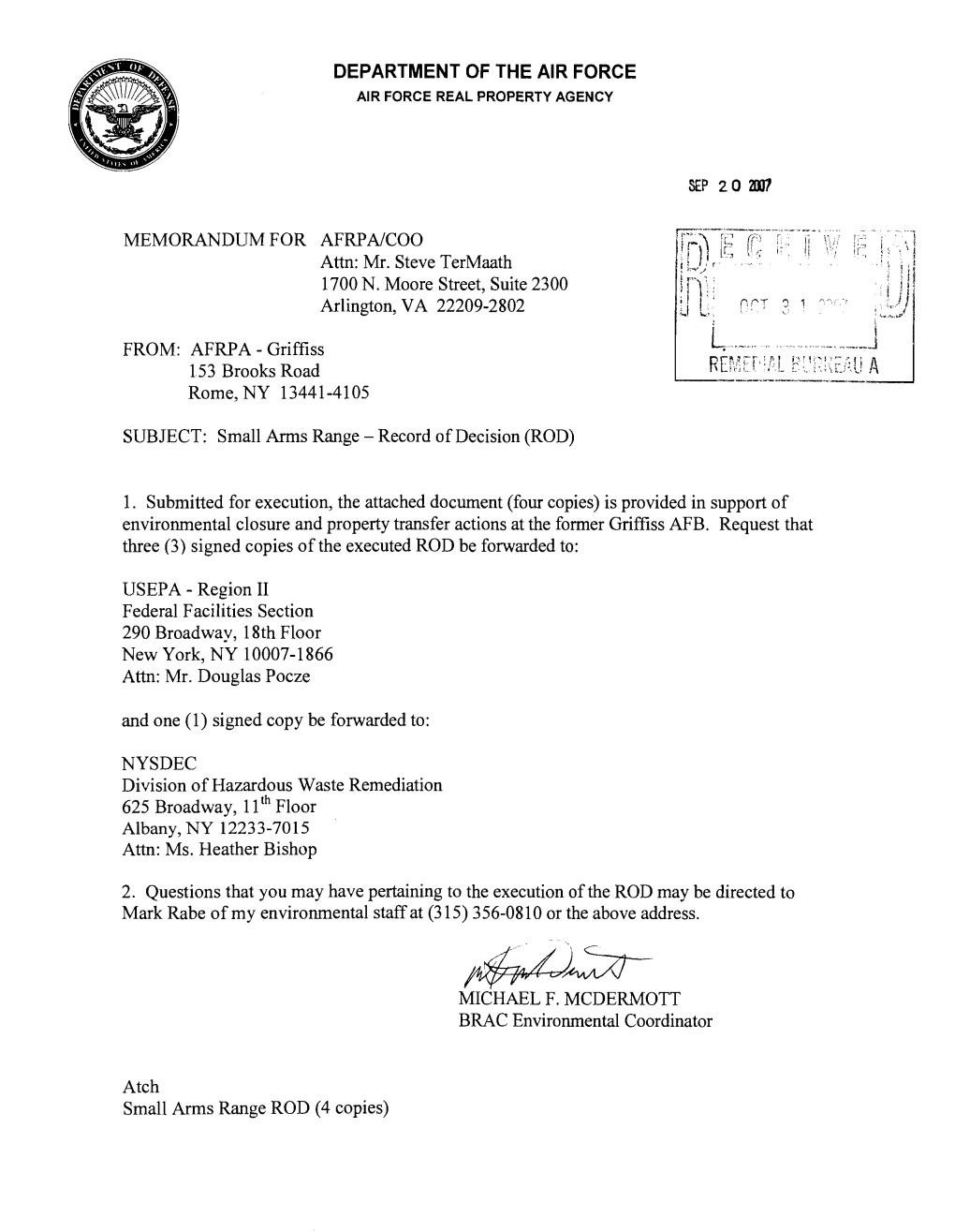 Department of the Air Force Memorandum for Afrpaicoo