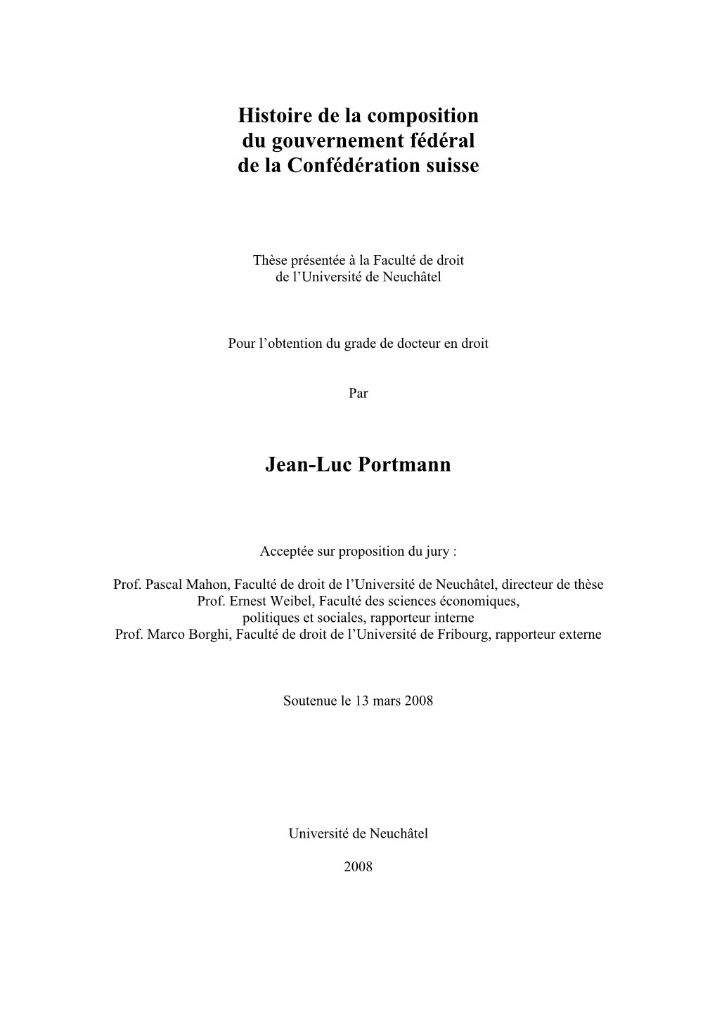 Histoire De La Composition Du Gouvernement Fédéral De La Confédération Suisse