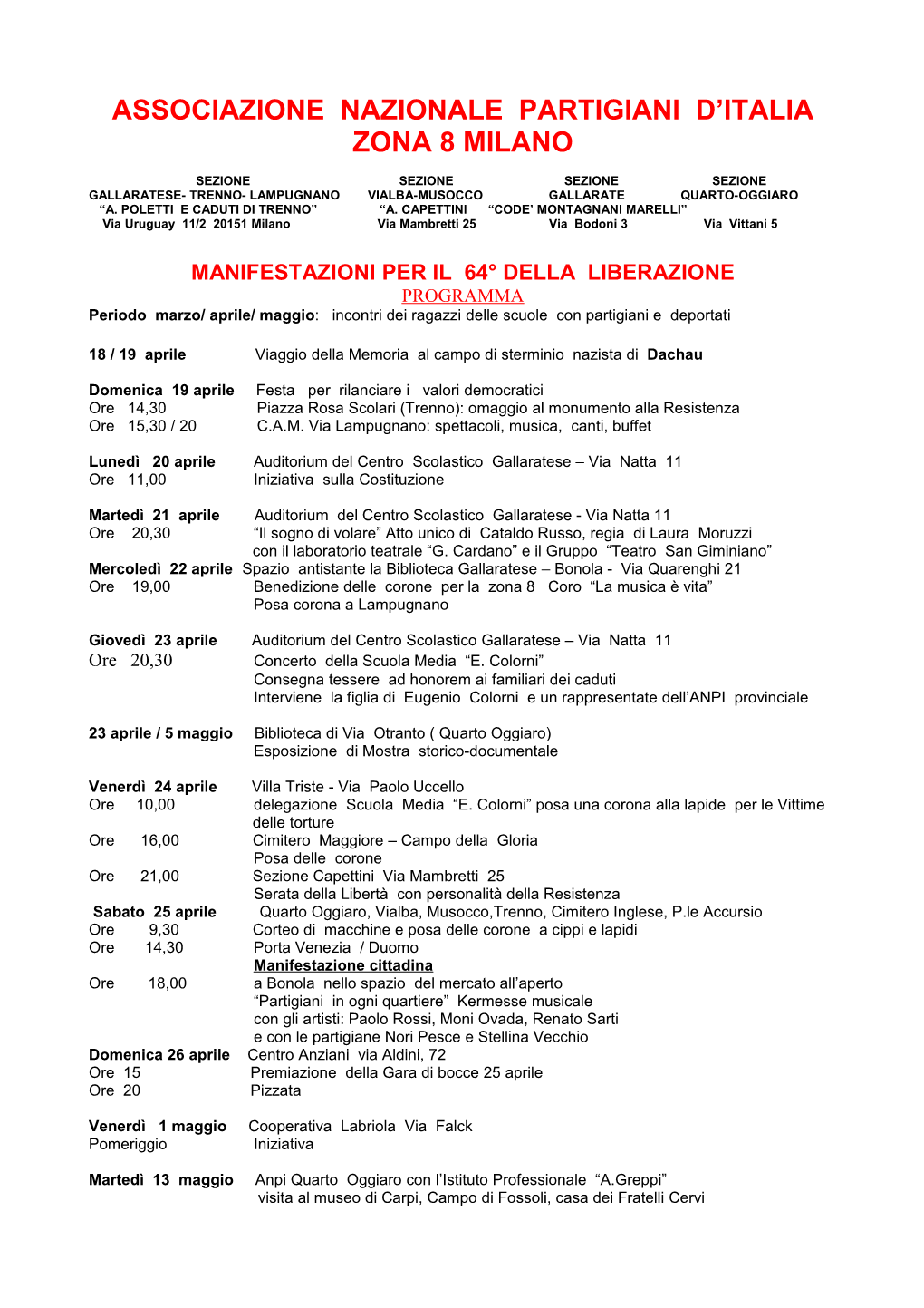 Associazione Nazionale Partigiani D'italia Zona 8