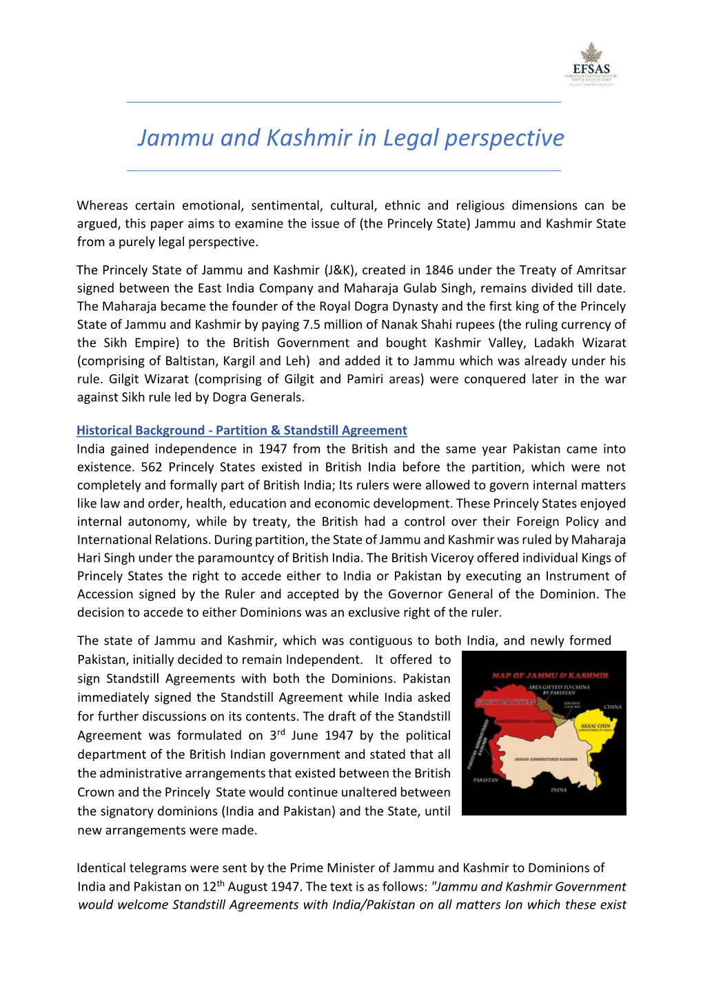 Jammu and Kashmir in Legal Perspective