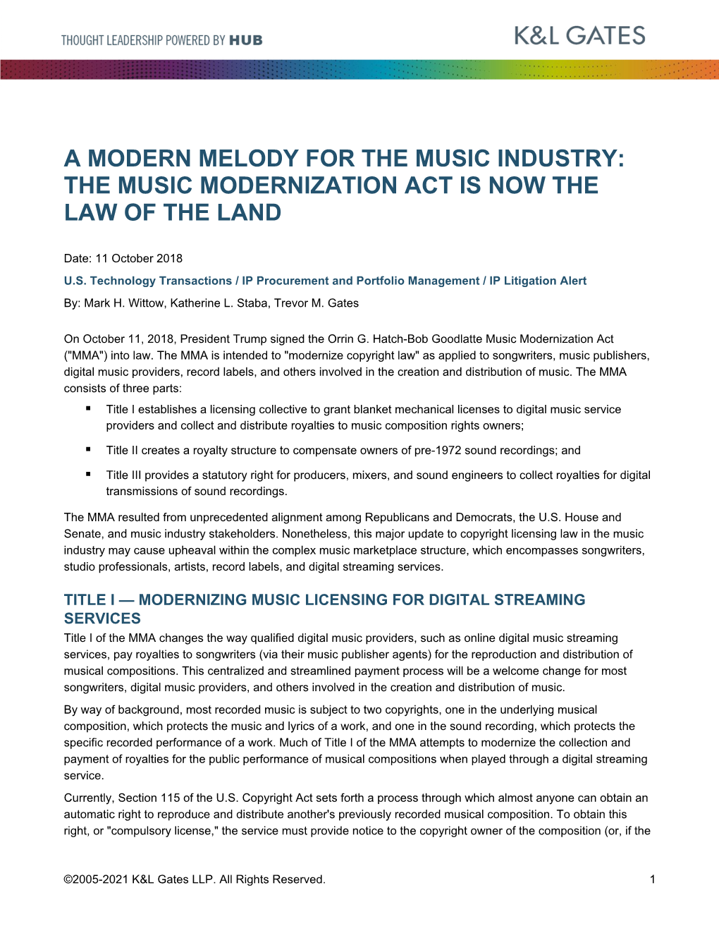 The Music Modernization Act Is Now the Law of the Land