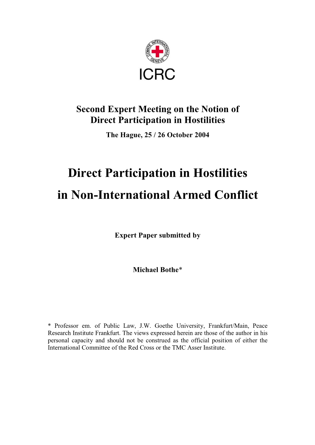 Direct Participation in Hostilities in Non-International Armed Conflict