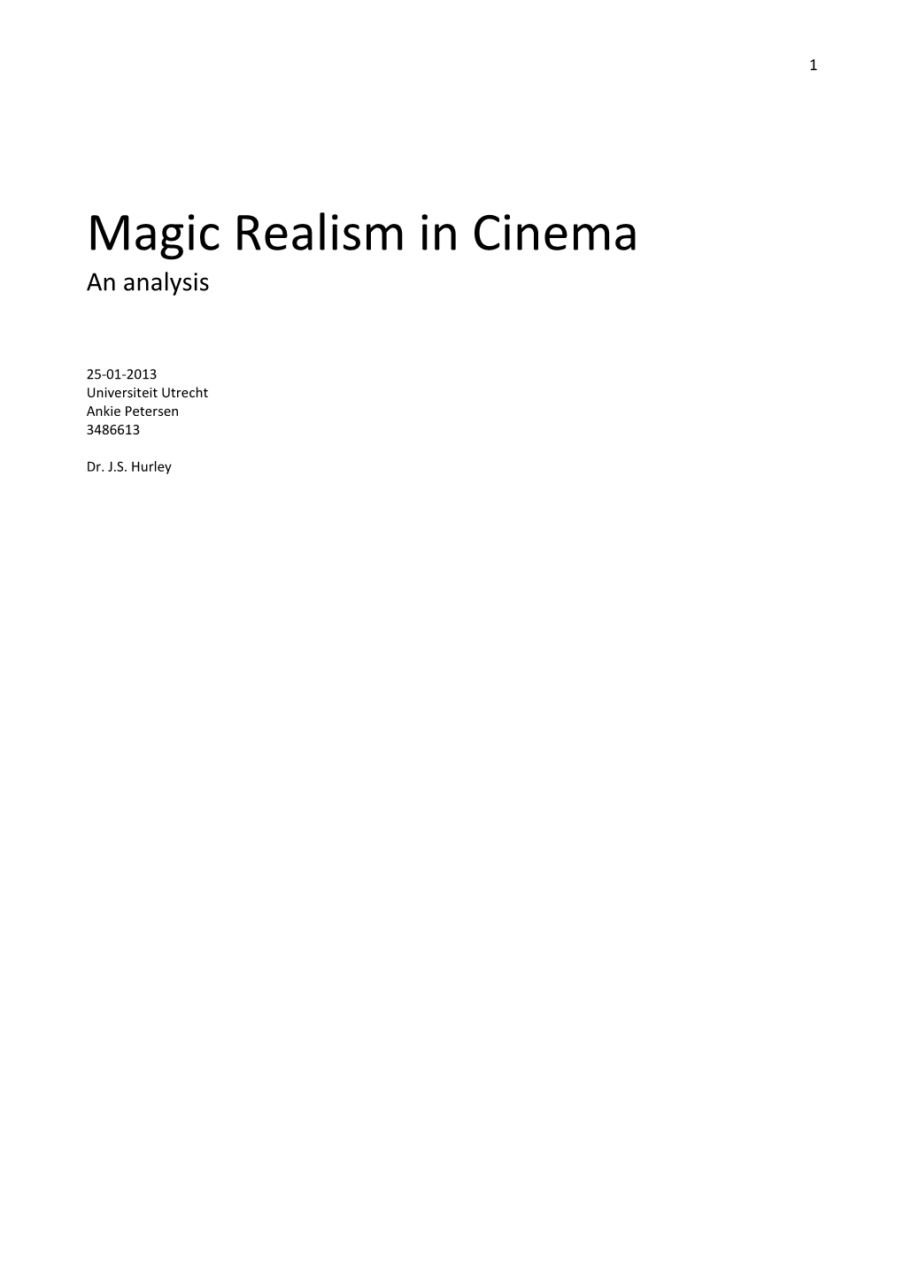 Magic Realism in Cinema an Analysis