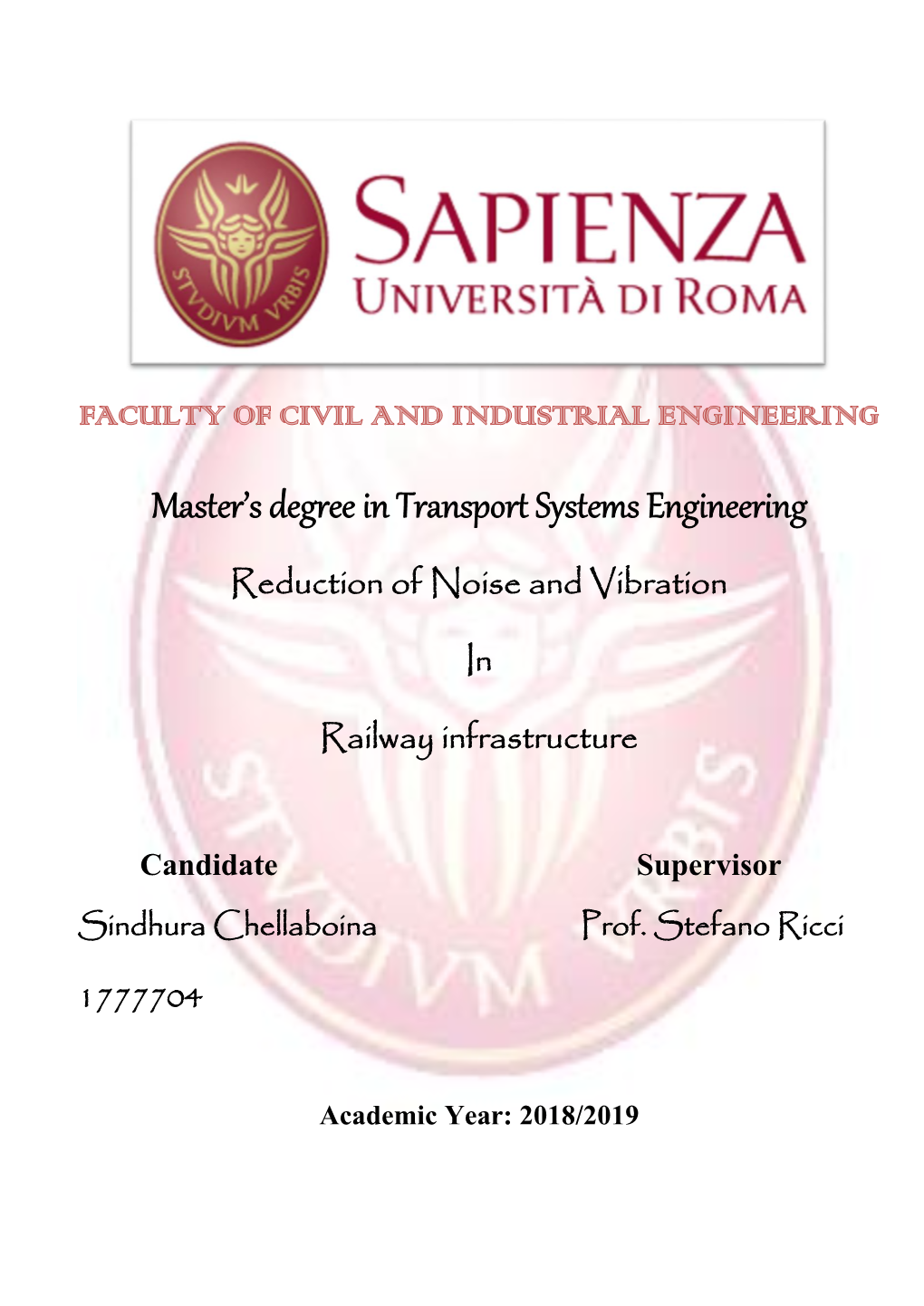 Master's Degree in Transport Systems Engineering
