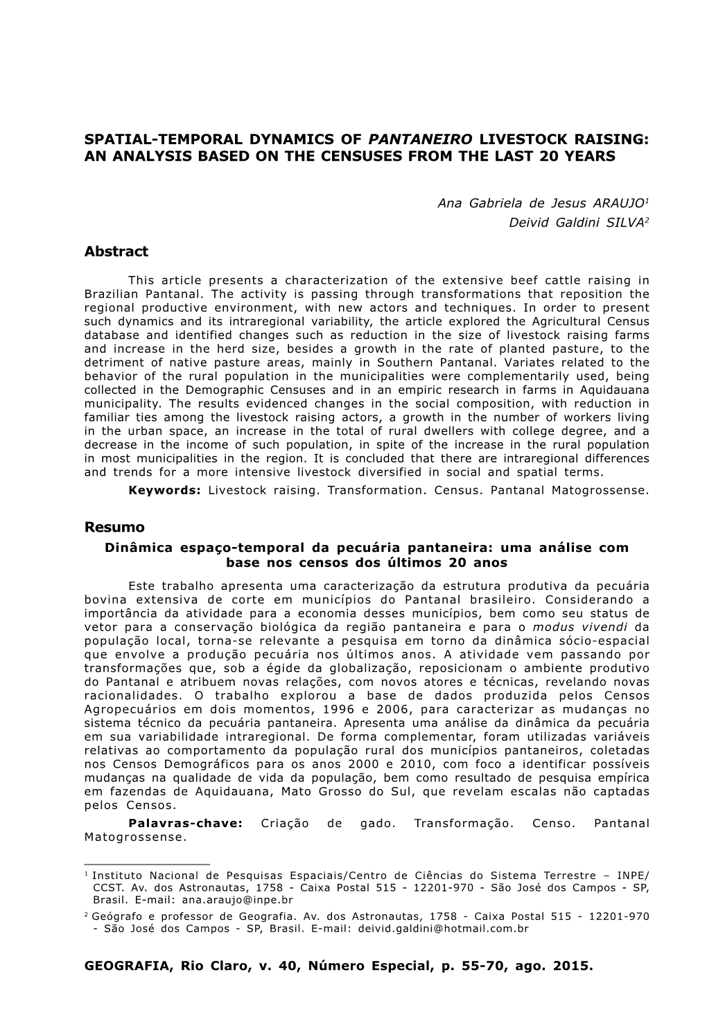 Spatial-Temporal Dynamics of Pantaneiro Livestock Raising: an Analysis Based on the Censuses from the Last 20 Years