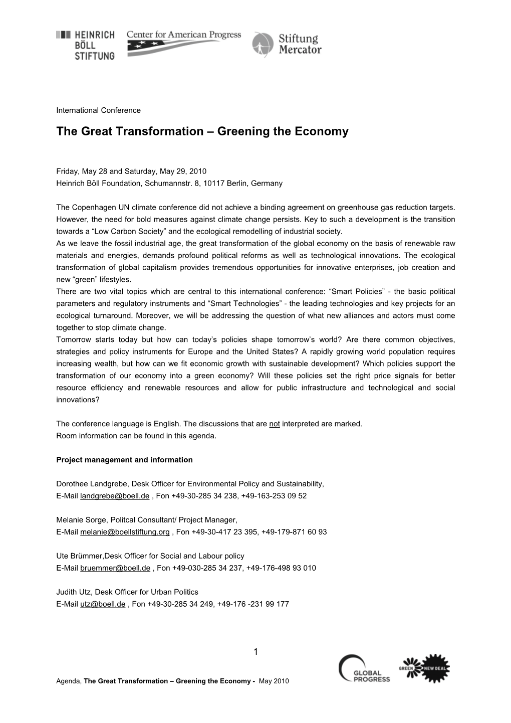The Great Transformation – Greening the Economy