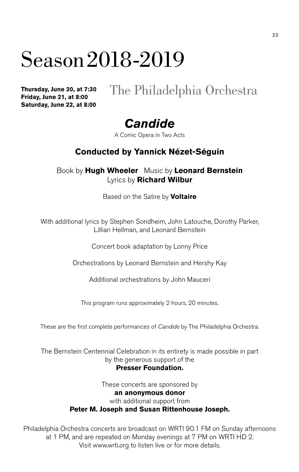 Bernstein's Candide | Program Notes