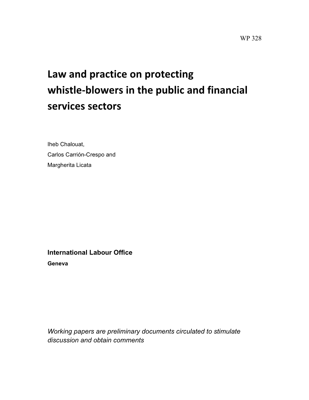 Law and Practice on Protecting Whistle-Blowers in the Public and Financial Services Sectors