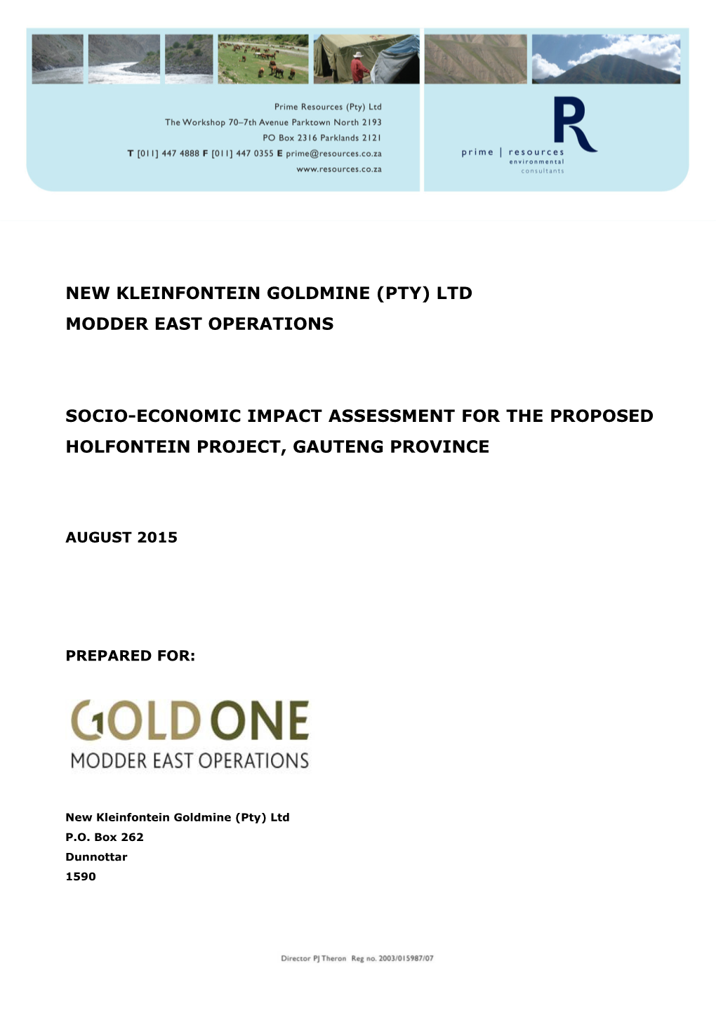 New Kleinfontein Goldmine (Pty) Ltd Modder East Operations