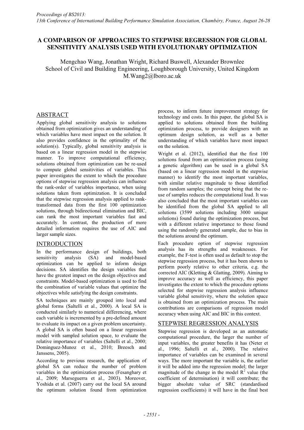 A Comparison of Approaches to Stepwise Regression for Global