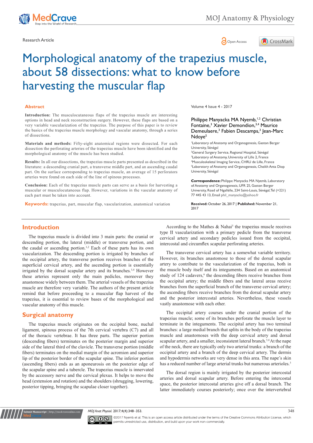 Morphological Anatomy of the Trapezius Muscle, About 58 Dissections: What to Know Before Harvesting the Muscular Flap