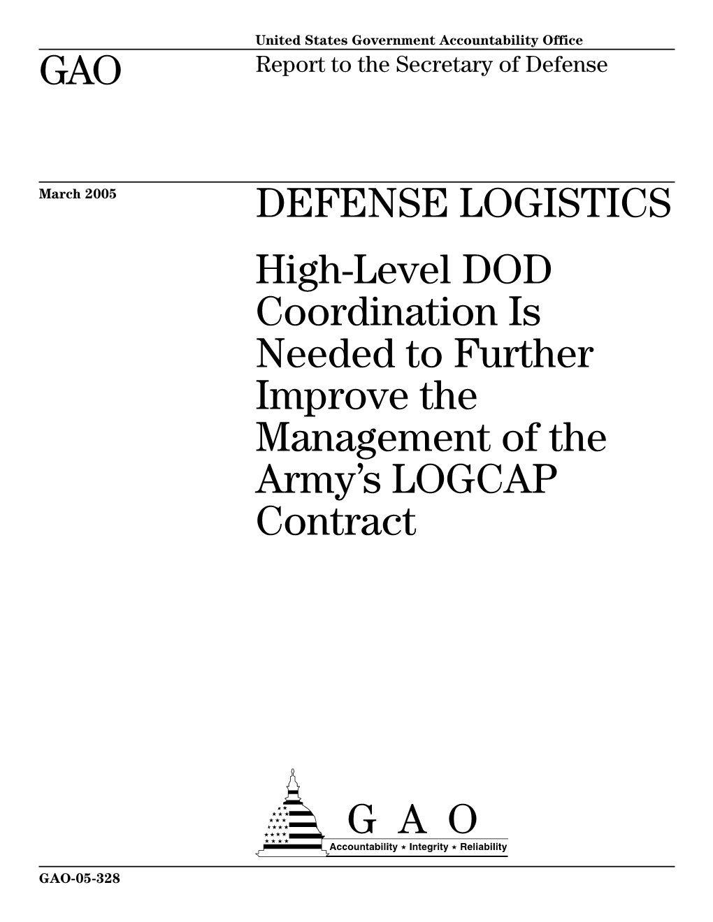 GAO-05-328 Defense Logistics