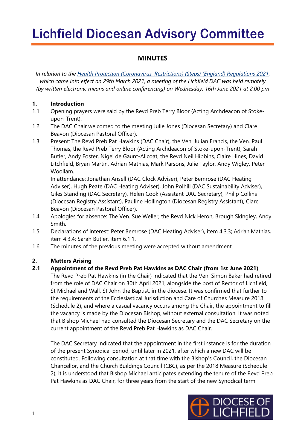 Lichfield DAC Minutes 16 06 21