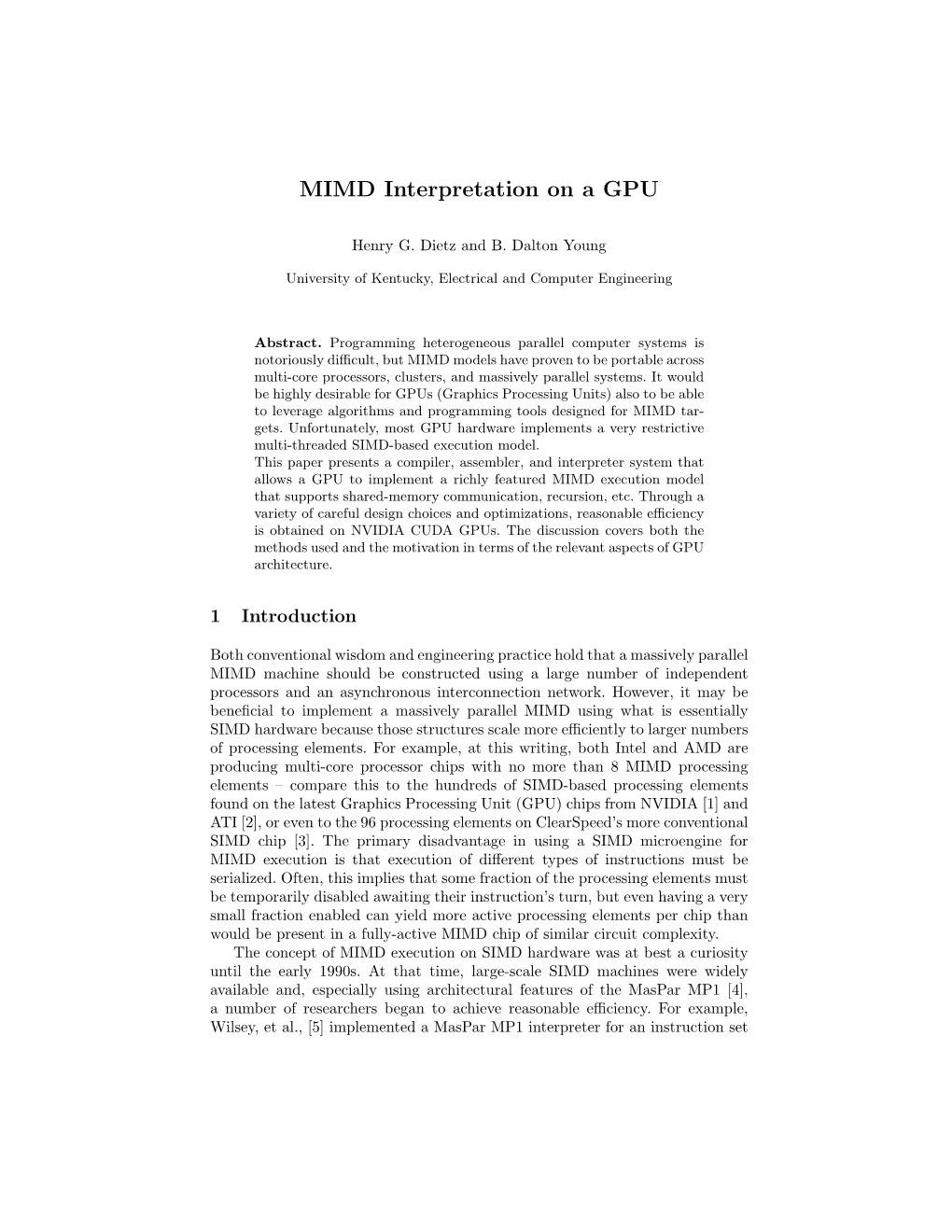 MIMD Interpretation on a GPU