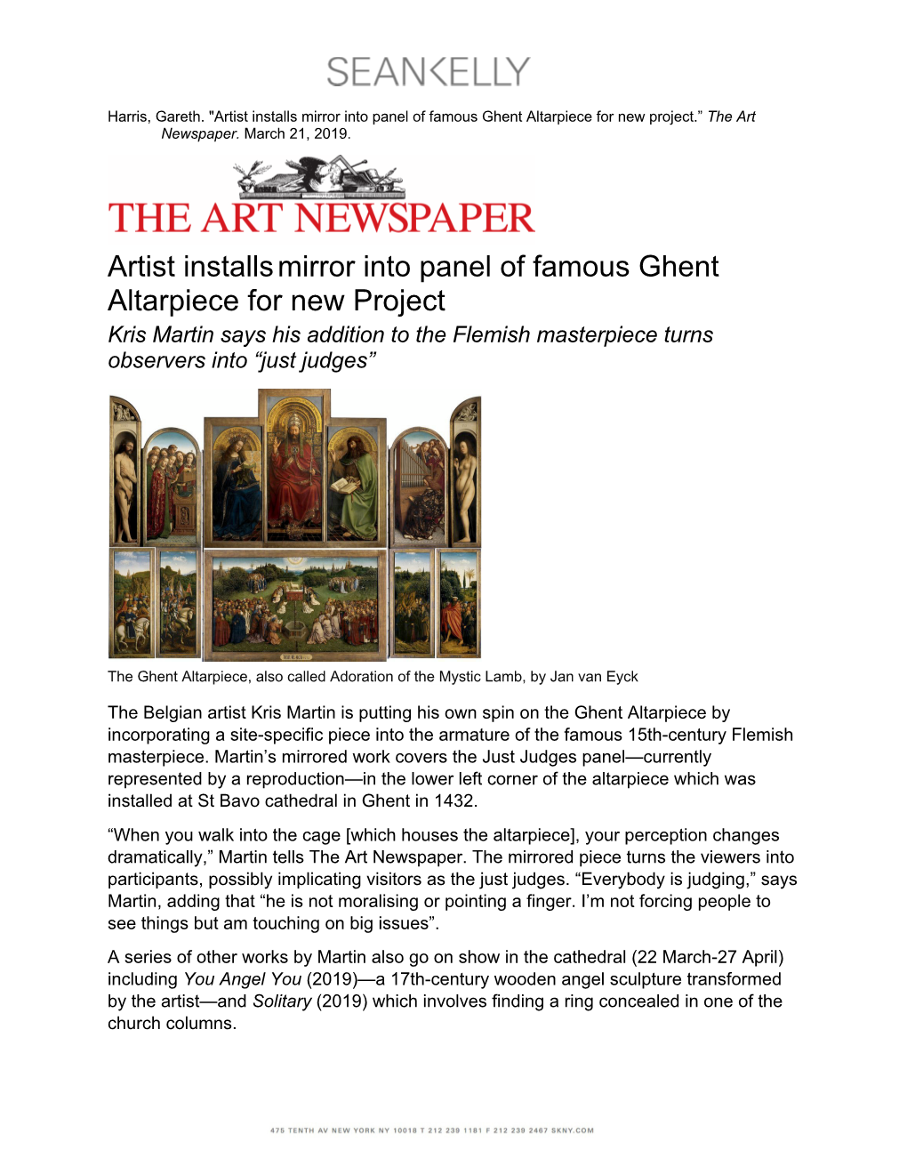 Artist Installsmirror Into Panel of Famous Ghent Altarpiece for New Project