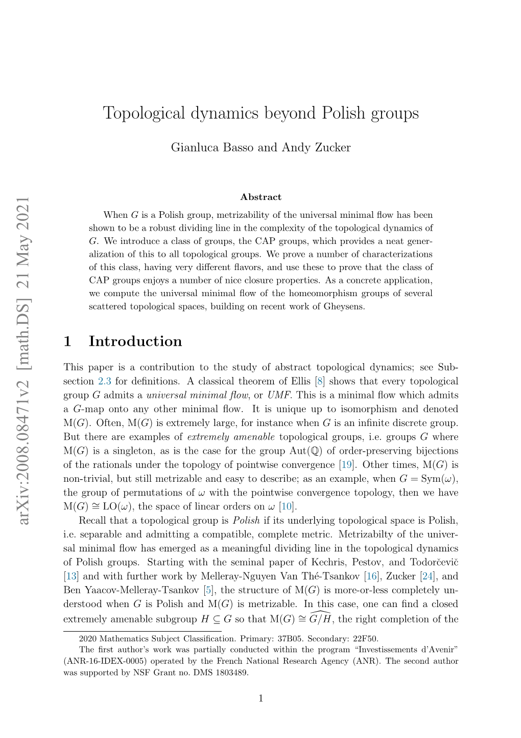 21 May 2021 Topological Dynamics Beyond Polish Groups