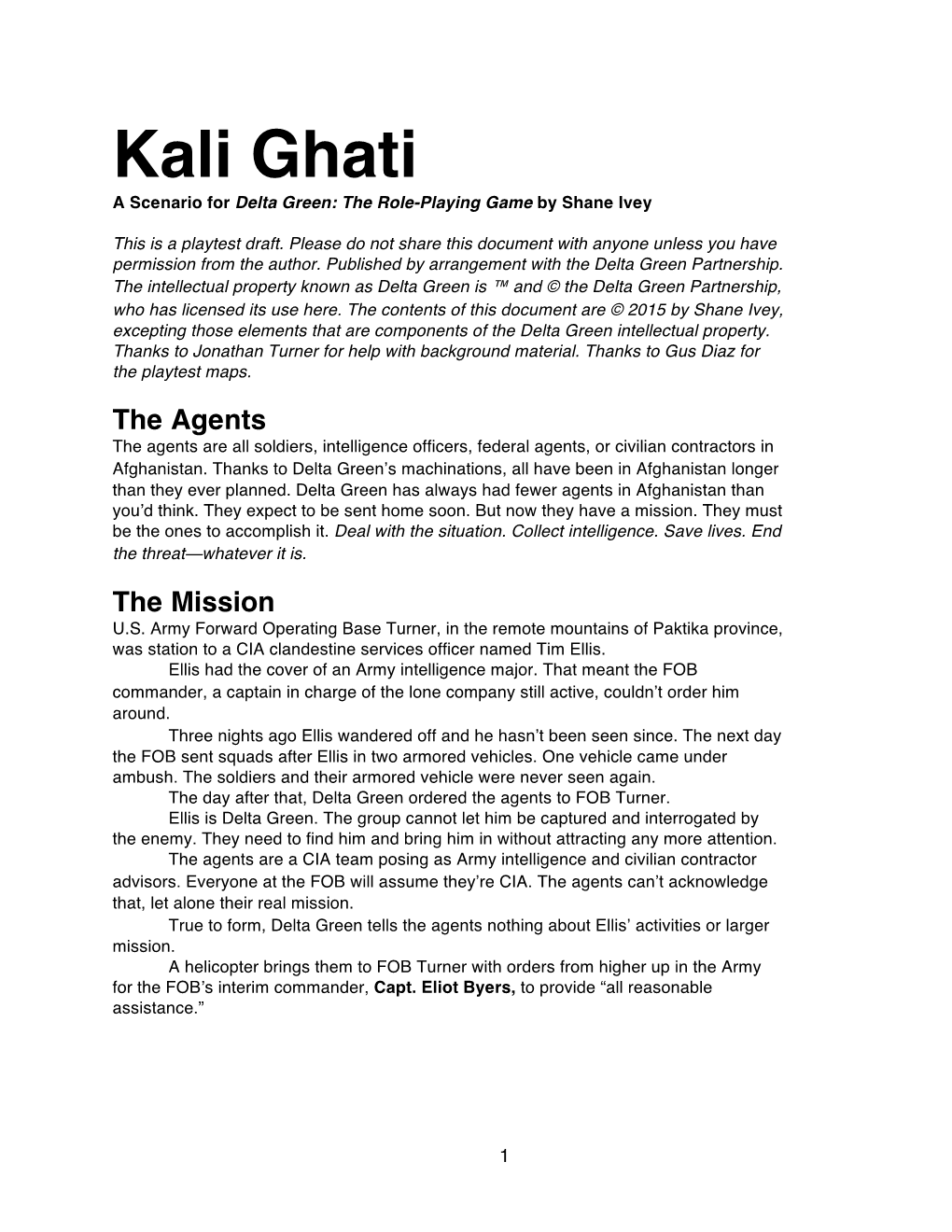 Kali Ghati a Scenario for Delta Green: the Role-Playing Game by Shane Ivey