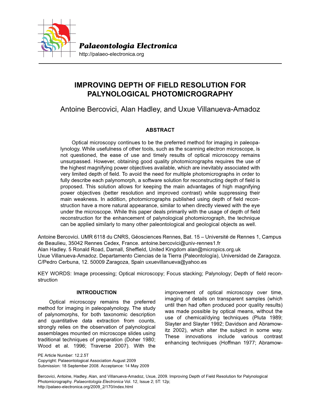 Improving Depth of Field Resolution for Palynological Photomicrography