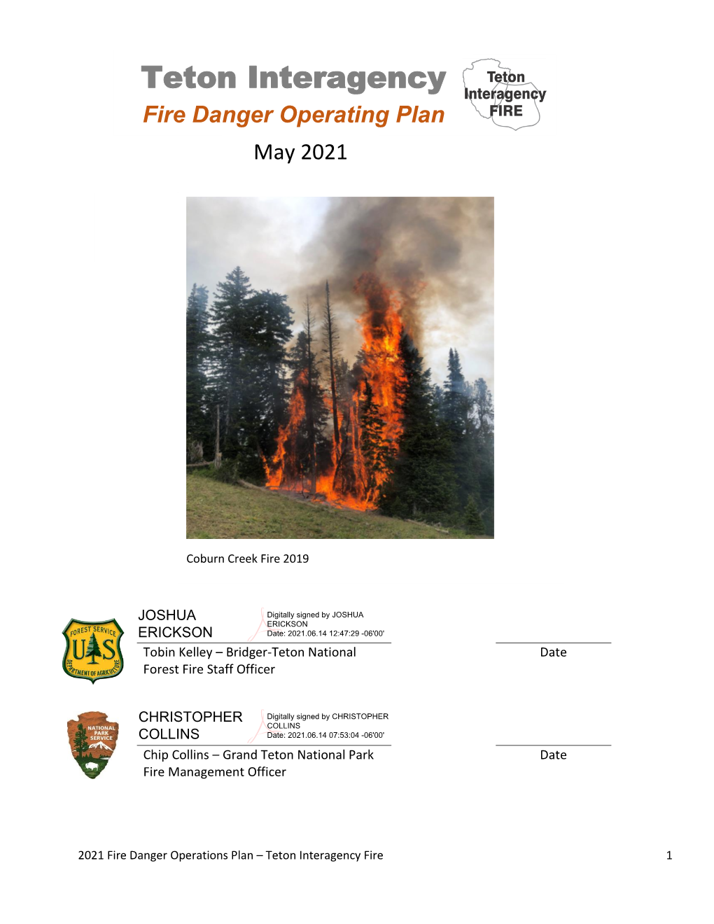 Teton Interagency Fire Danger Operating Plan