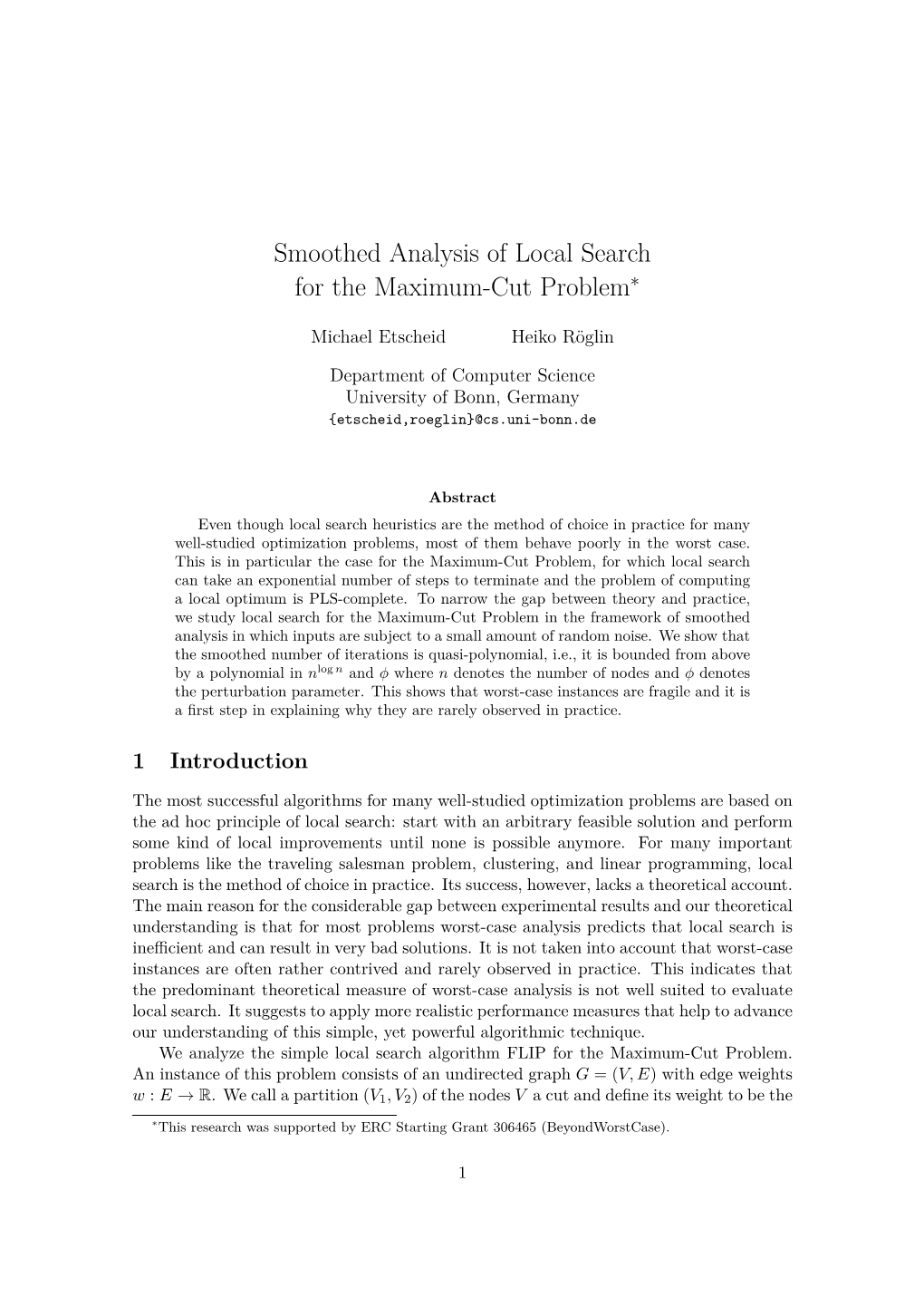 Smoothed Analysis of Local Search for the Maximum-Cut Problem∗