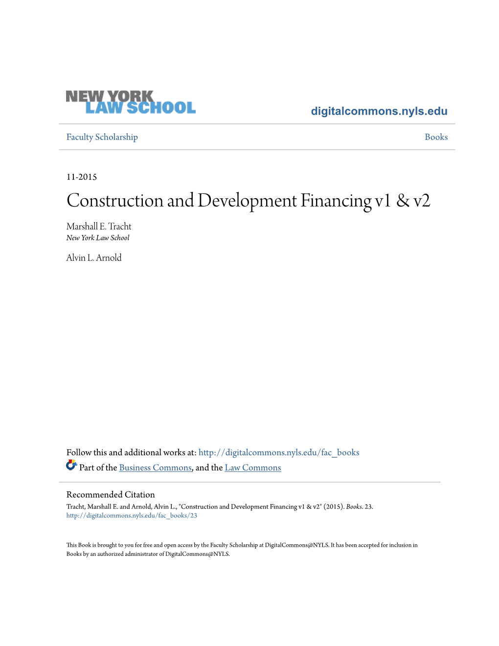 Construction and Development Financing V1 & V2