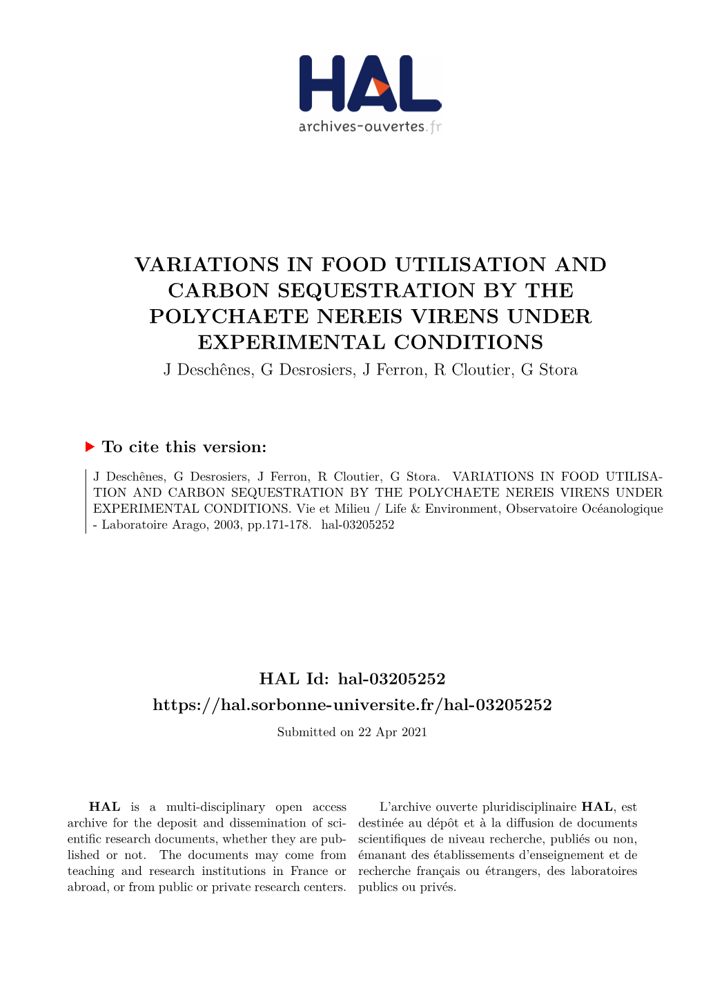 Variations in Food Utilisation and Carbon Sequestration