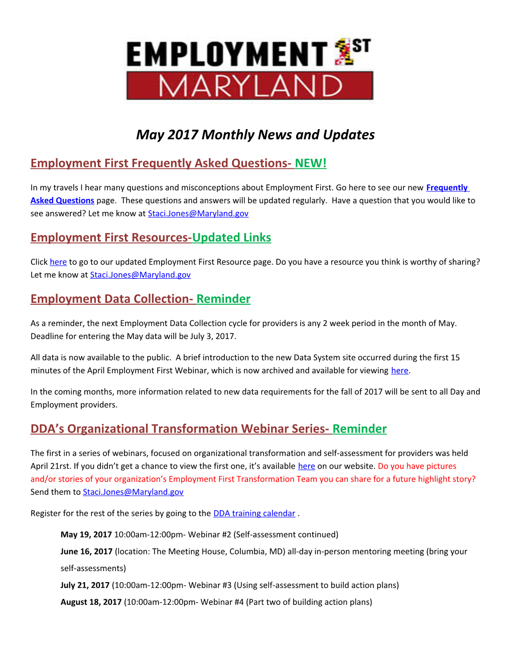 Employment First Frequently Asked Questions- NEW!