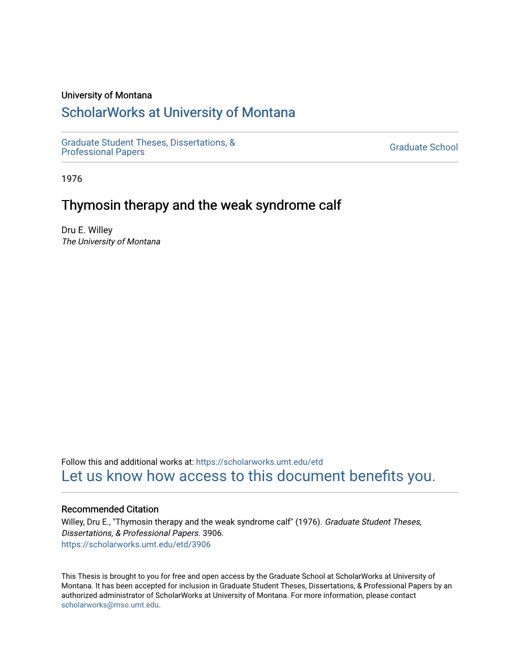 Thymosin Therapy and the Weak Syndrome Calf