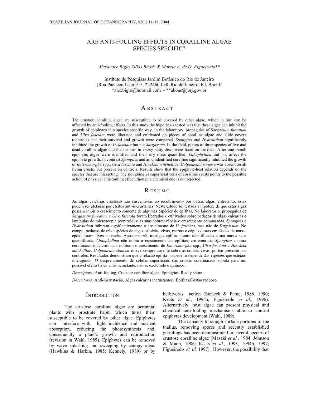 Are Anti-Fouling Effects in Coralline Algae Species Specific?