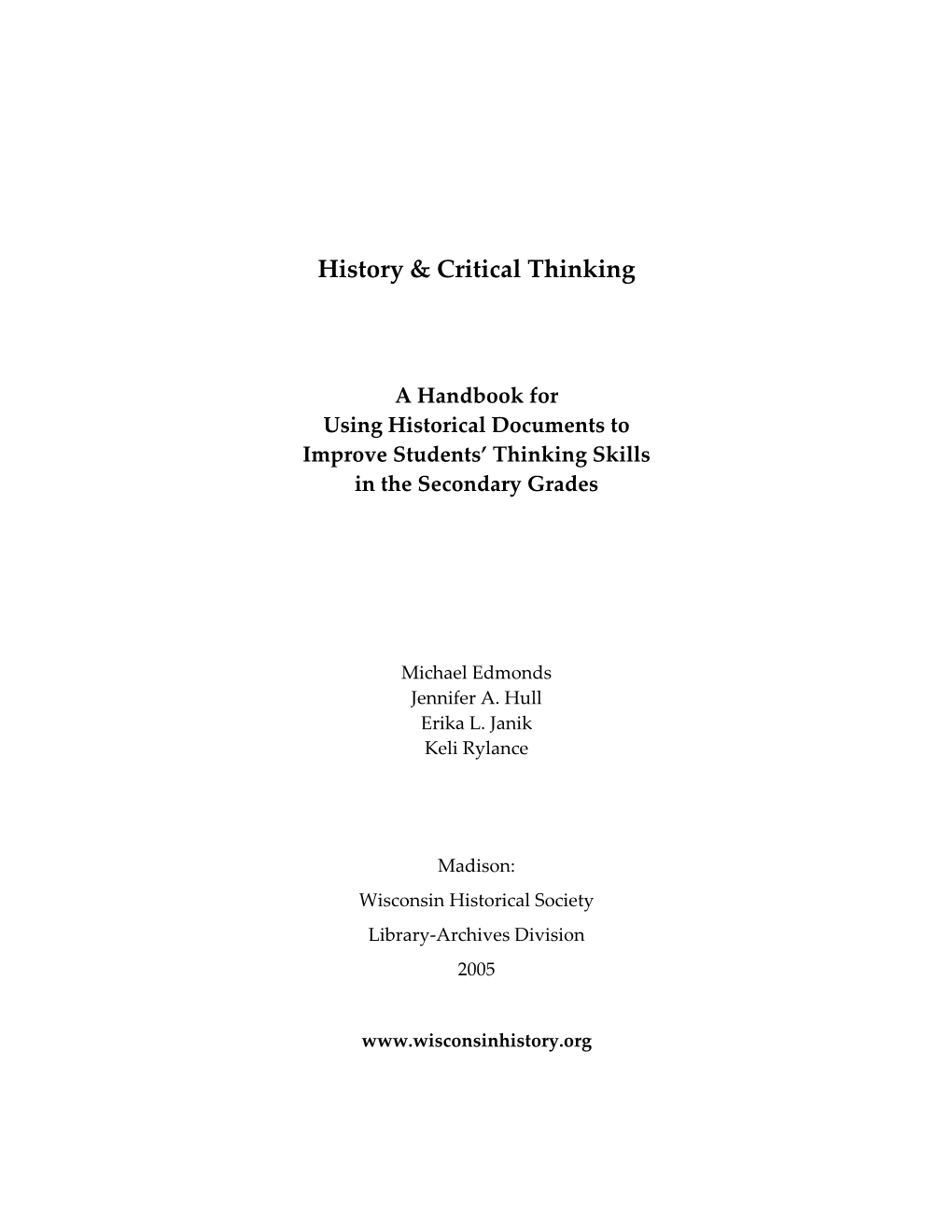 History & Critical Thinking