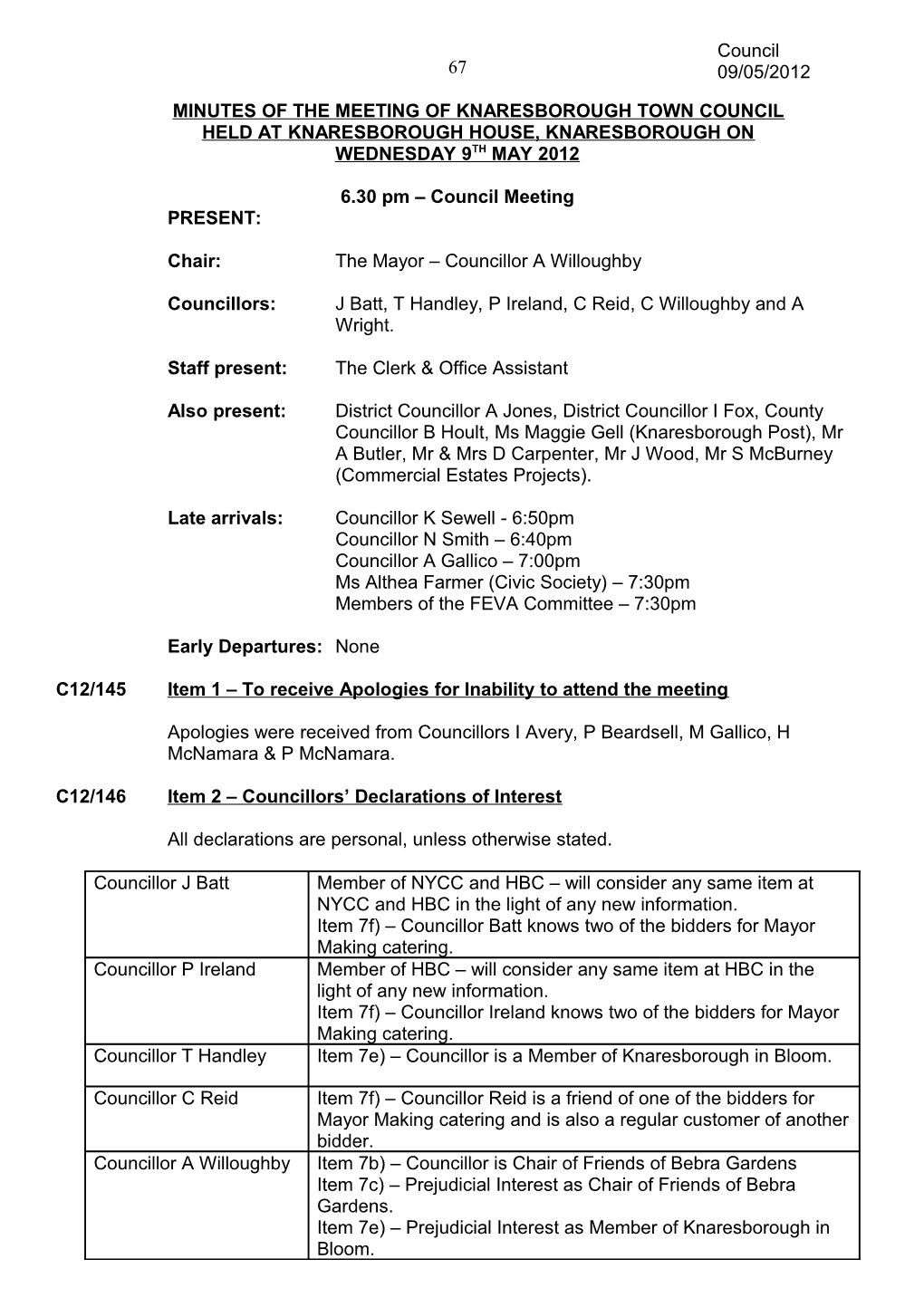 Minutes of the Meeting of Knaresborough Town Council s2