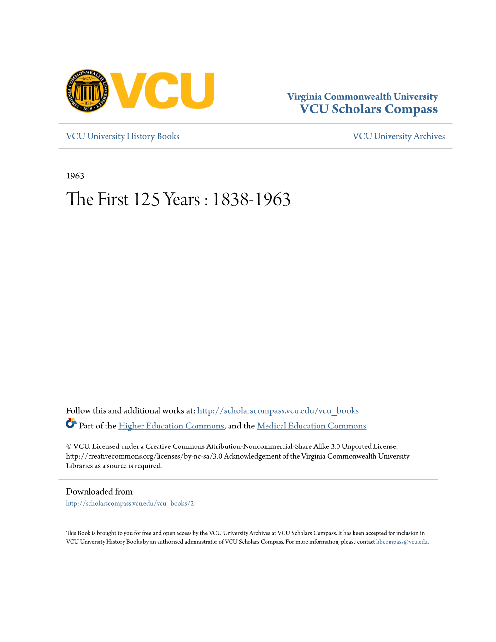 The First 125 Years College of Virginia