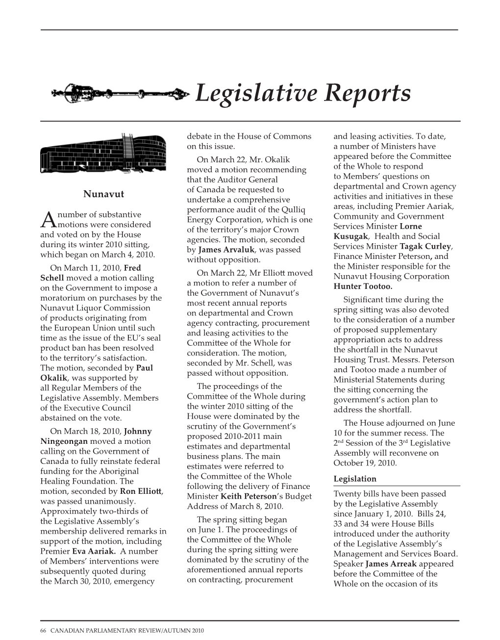 Legislative Reports