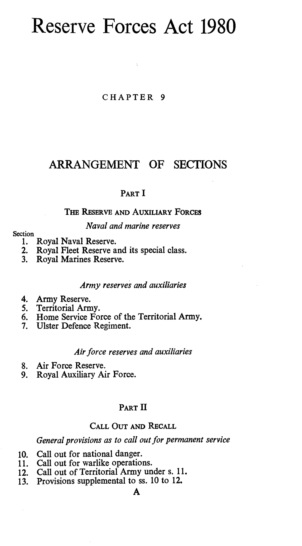 Reserve Forces Act 1980