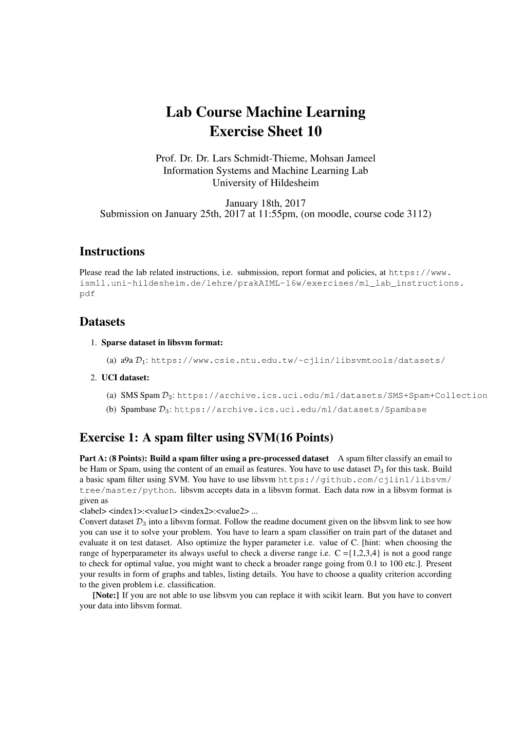 Lab Course Machine Learning Exercise Sheet 10
