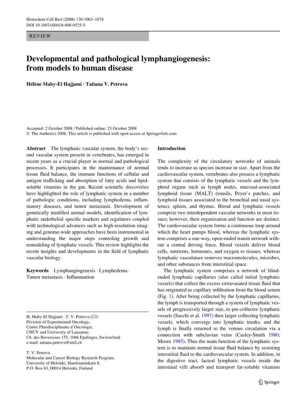 Developmental and Pathological Lymphangiogenesis: from Models to Human Disease