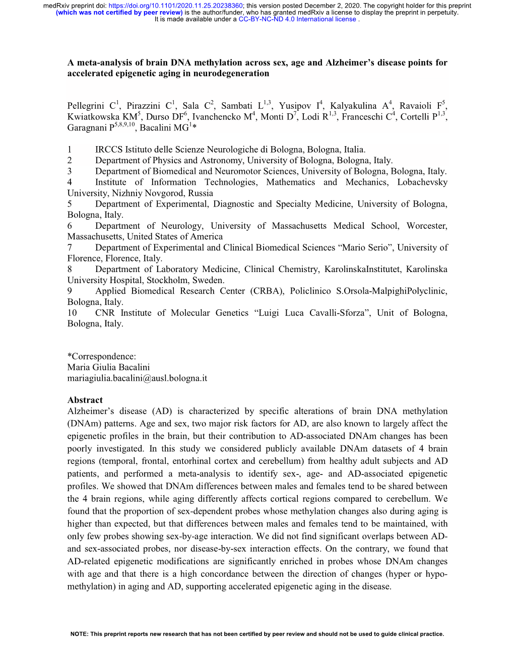 A Meta-Analysis of Brain DNA Methylation Across Sex, Age and Alzheimer’S Disease Points for Accelerated Epigenetic Aging in Neurodegeneration