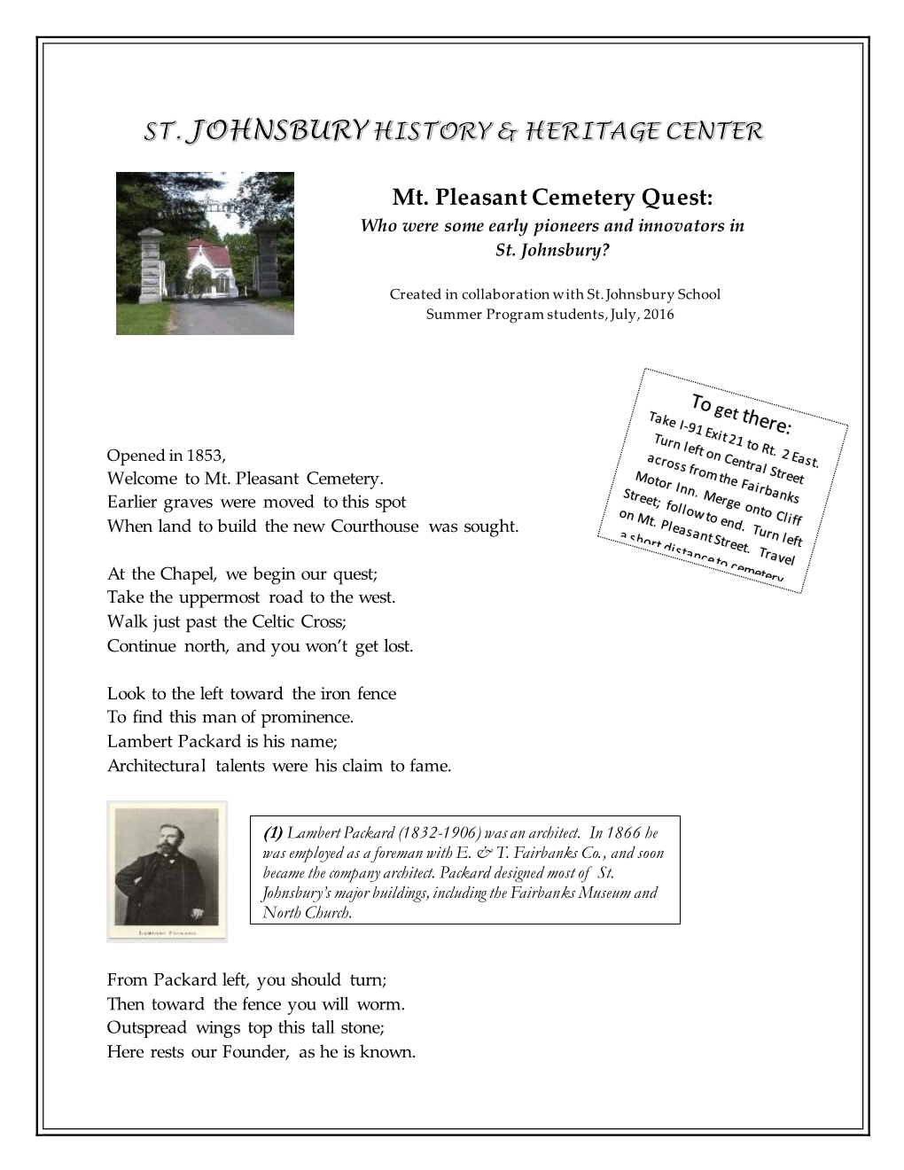 Mt. Pleasant Cemetery Quest: Who Were Some Early Pioneers and Innovators in St