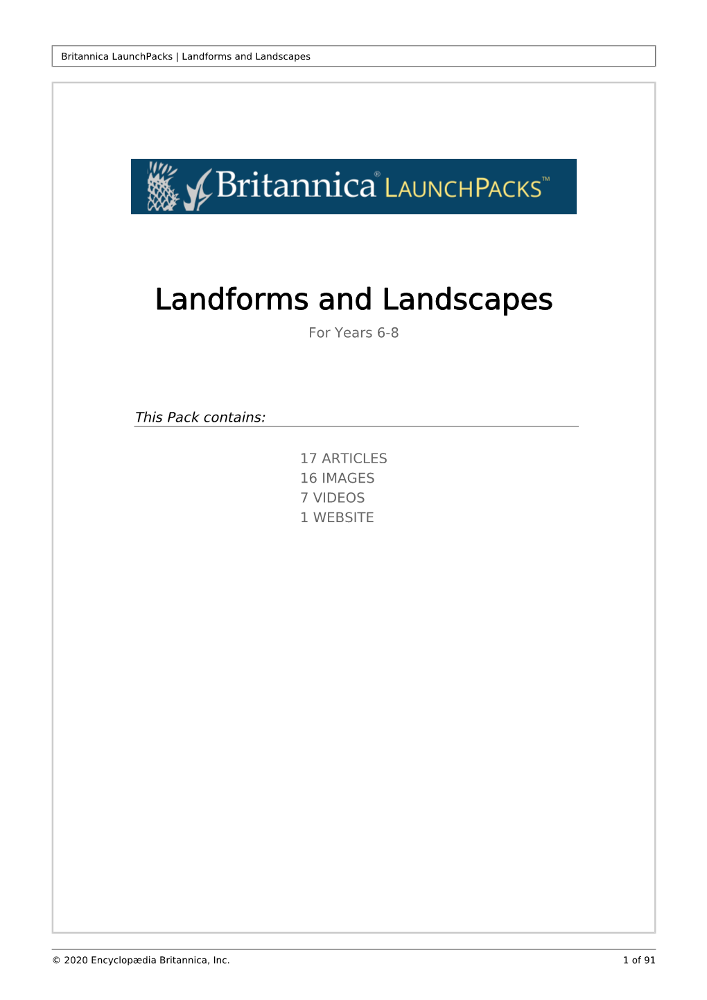 Landforms and Landscapes