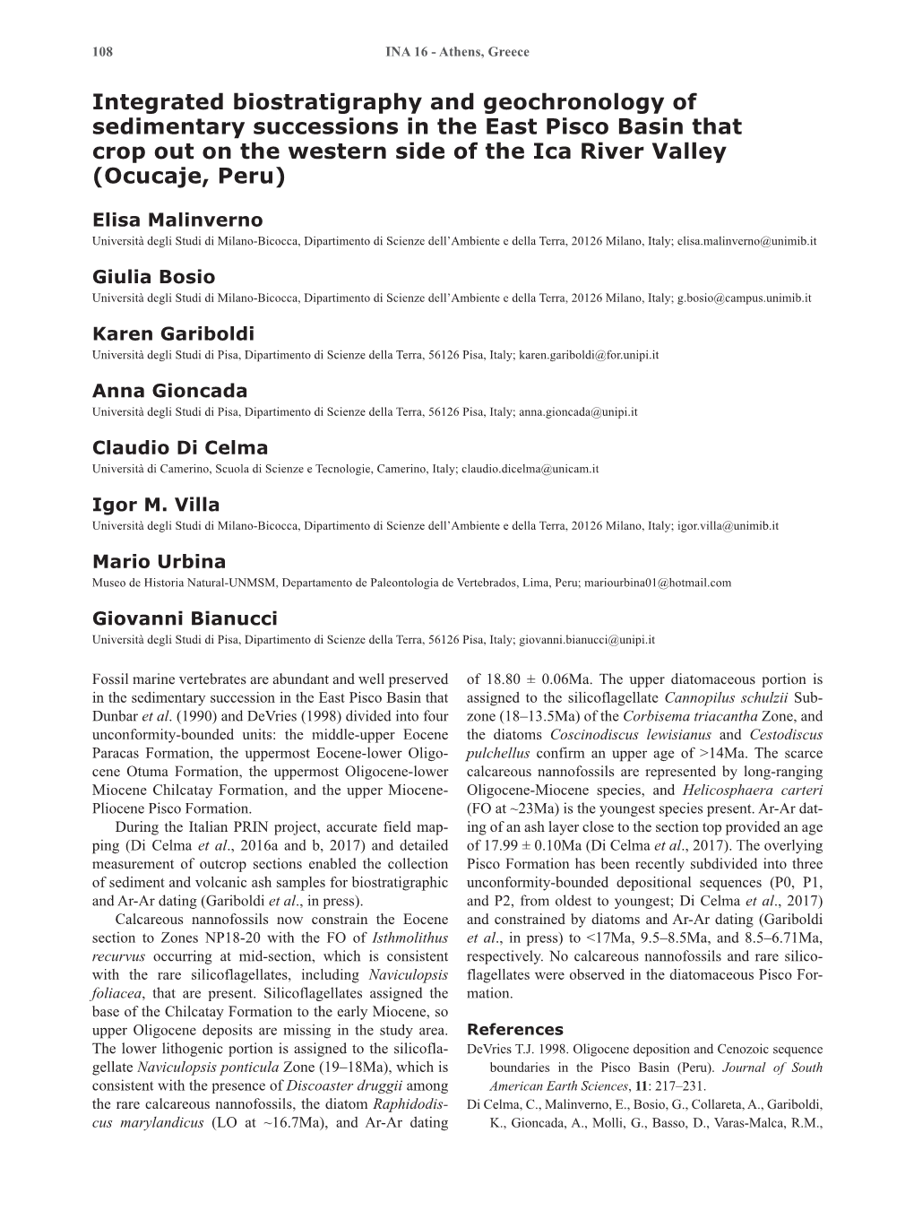 Intergrated Biostratigraphy and Geochronology of Sedimentary