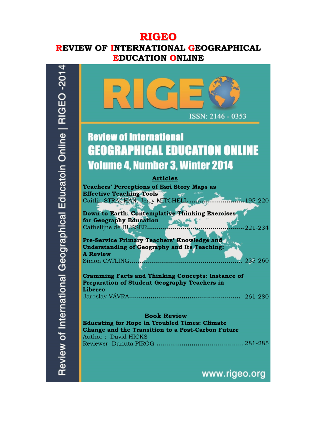 Review of International Geographical Education Online