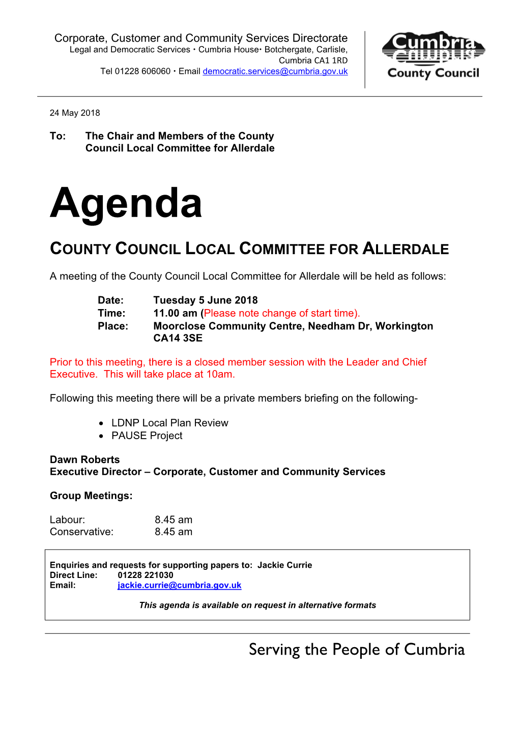 (Public Pack)Agenda Document for County Council Local Committee