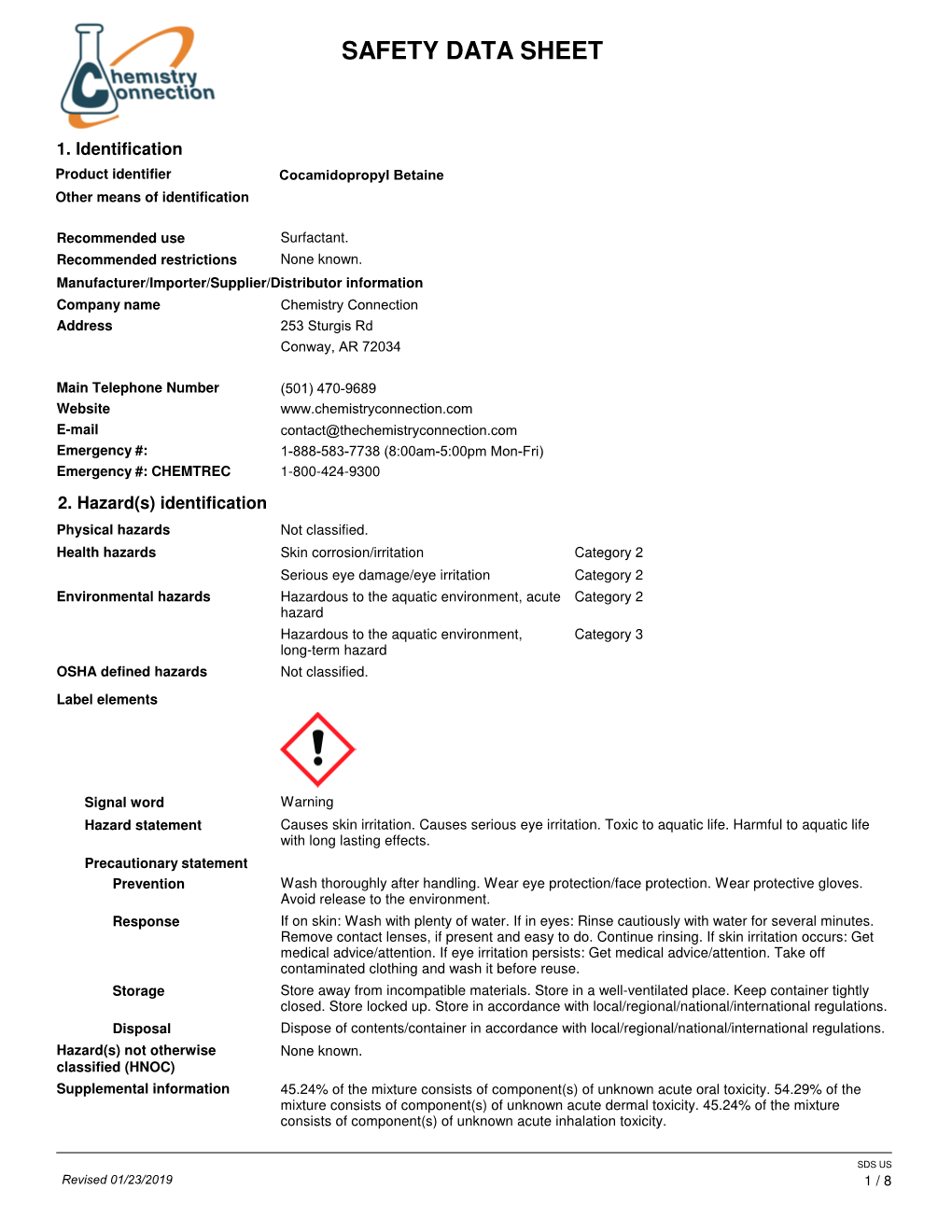 SDS US Revised 01/23/2019 1 / 8 3